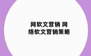 网软文营销 网络软文营销策略